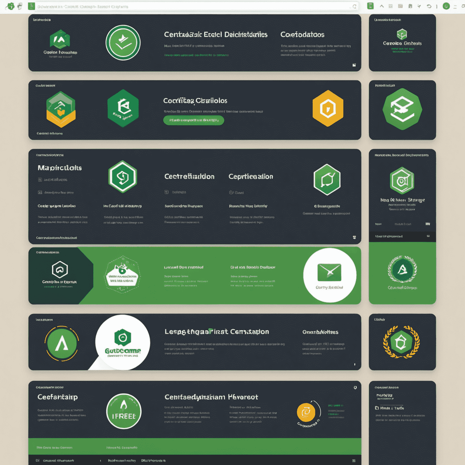 freeCodeCamp's learning platform showing various coding certifications